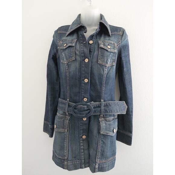 7 For All Mankind Dresses & Skirts - 7 For All Mankind Jean Dress SMALL Mini Button Up Denim RARE Countryside Belted